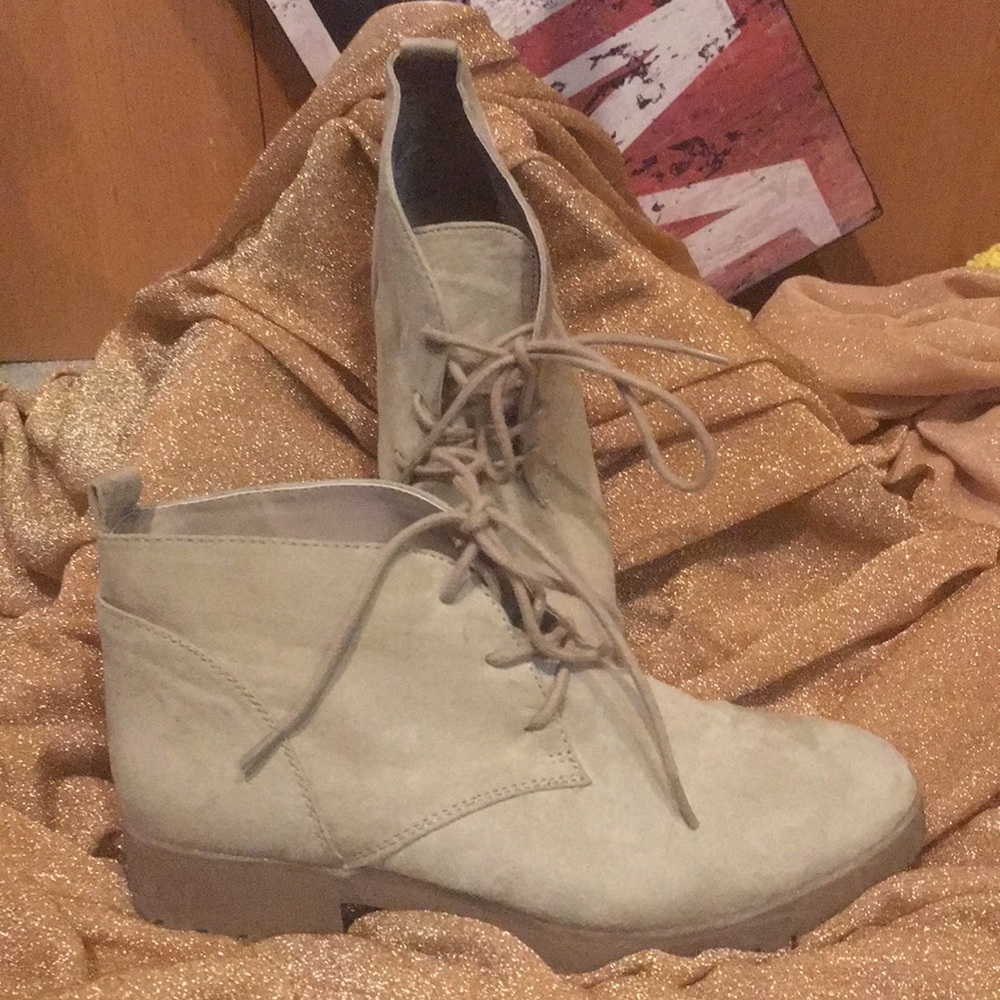 Tan suede ankle booties